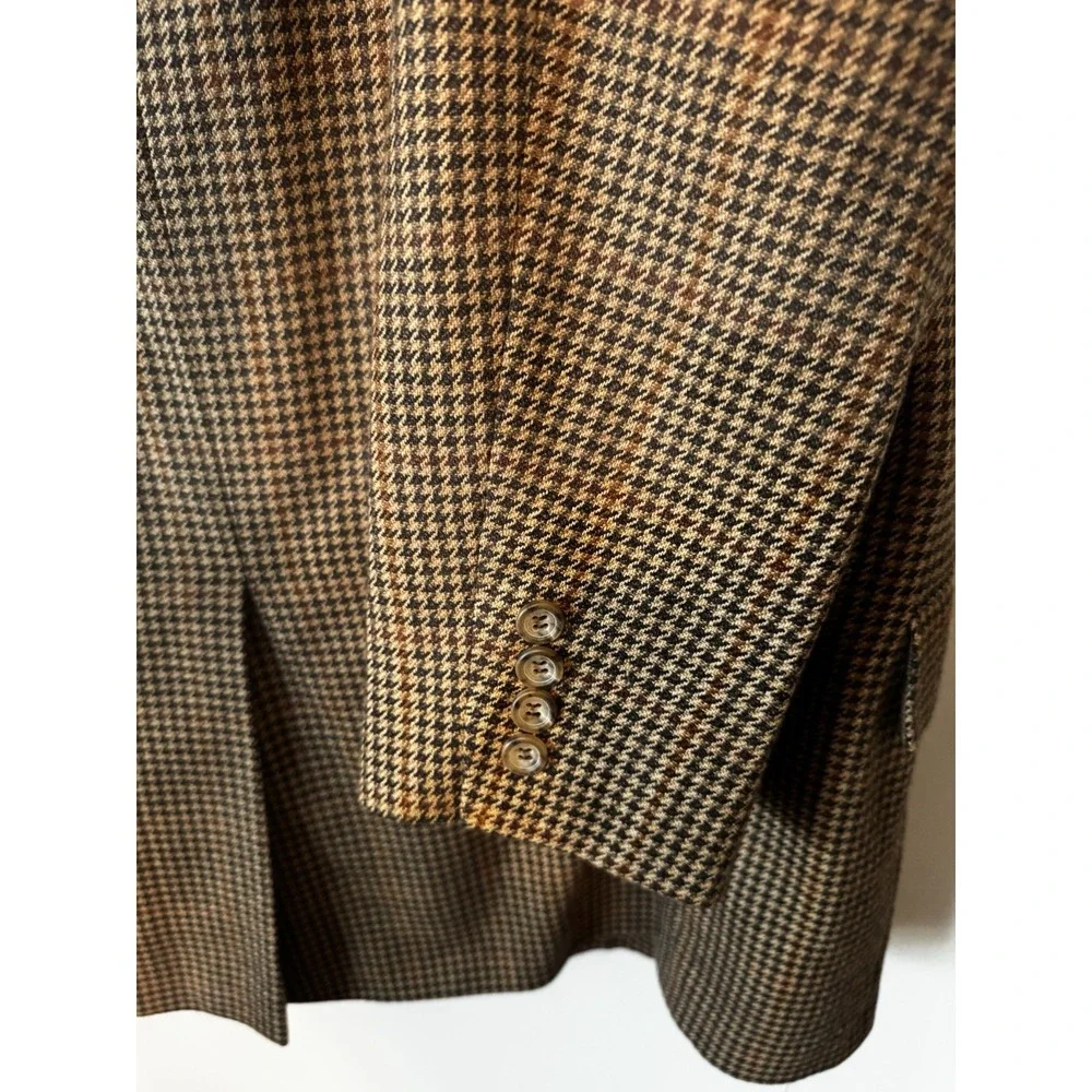Alan Flusser 42L Brown  Plaid Wool Cashmere  Mens Blazer‎ Sport Coat Jacket Saks